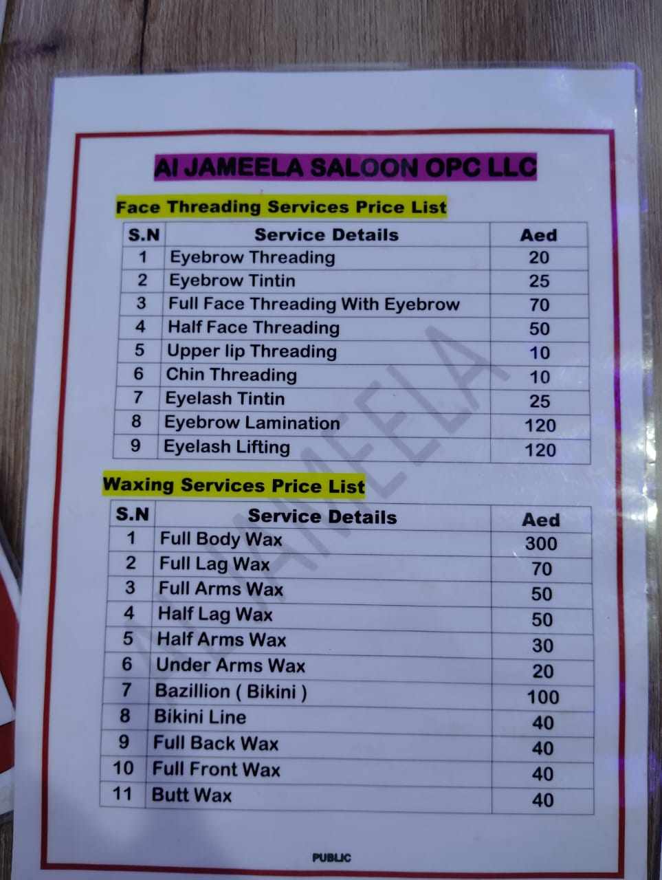 Price List 2