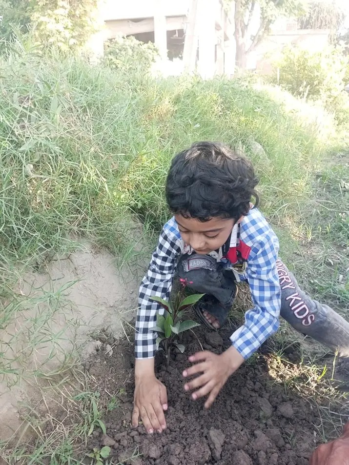 Child the protector of plants