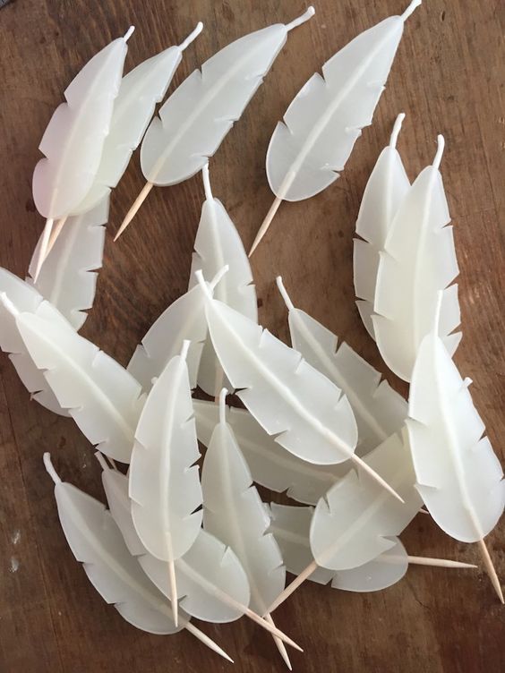 Feather candle cake topper